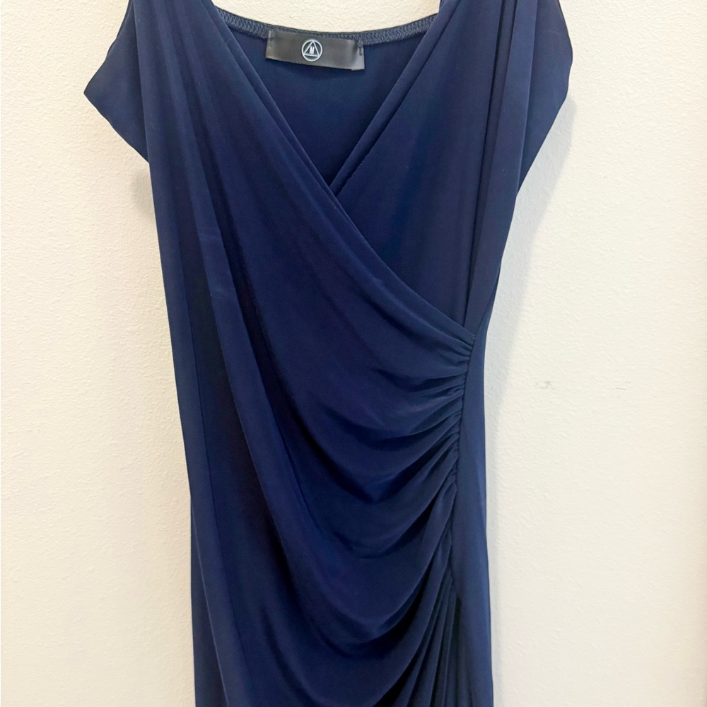 Elegant Draped Navy Dresss